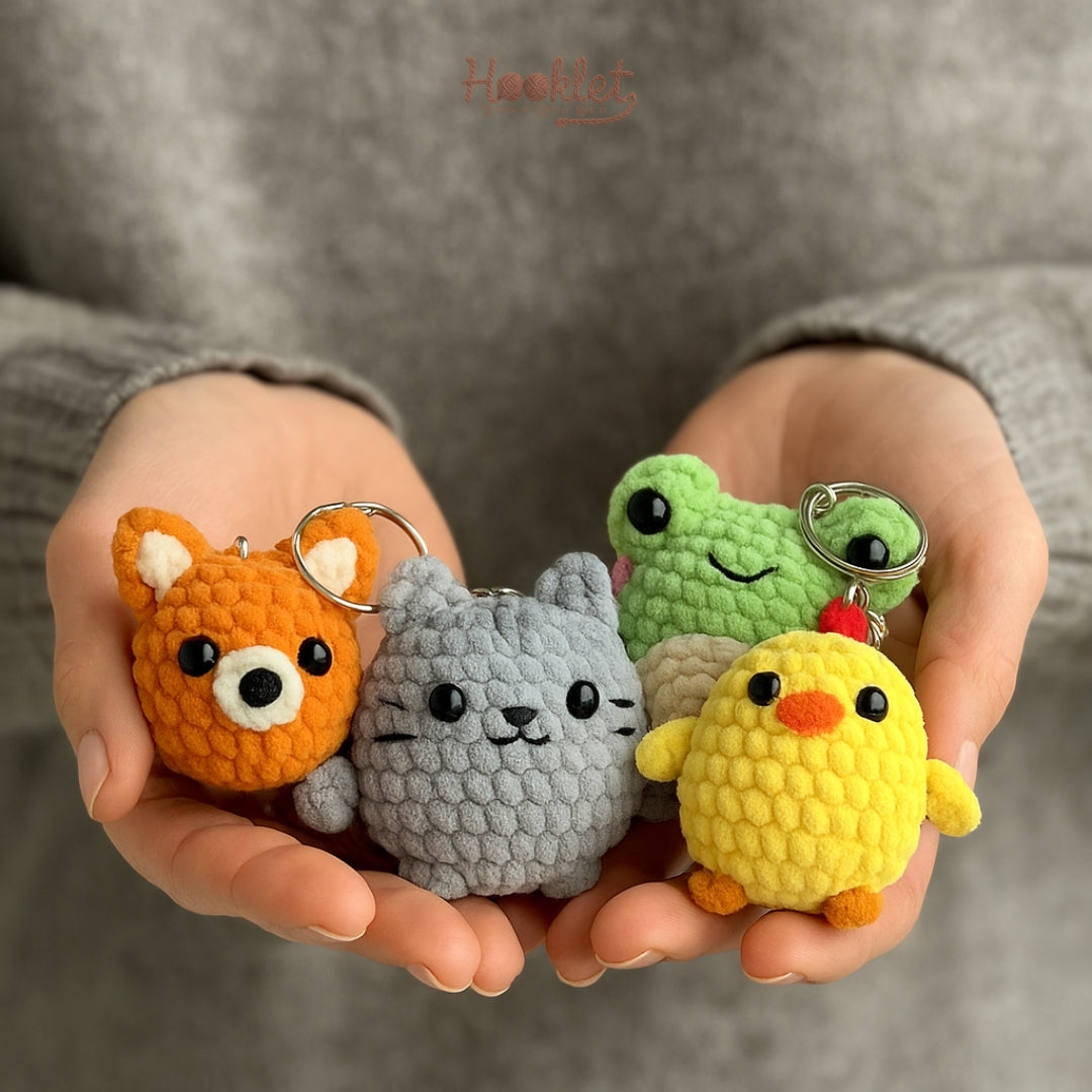 Hooklet Starter Plushie Bundle – 4 Amigurumi Crochet Patterns (PDF)
