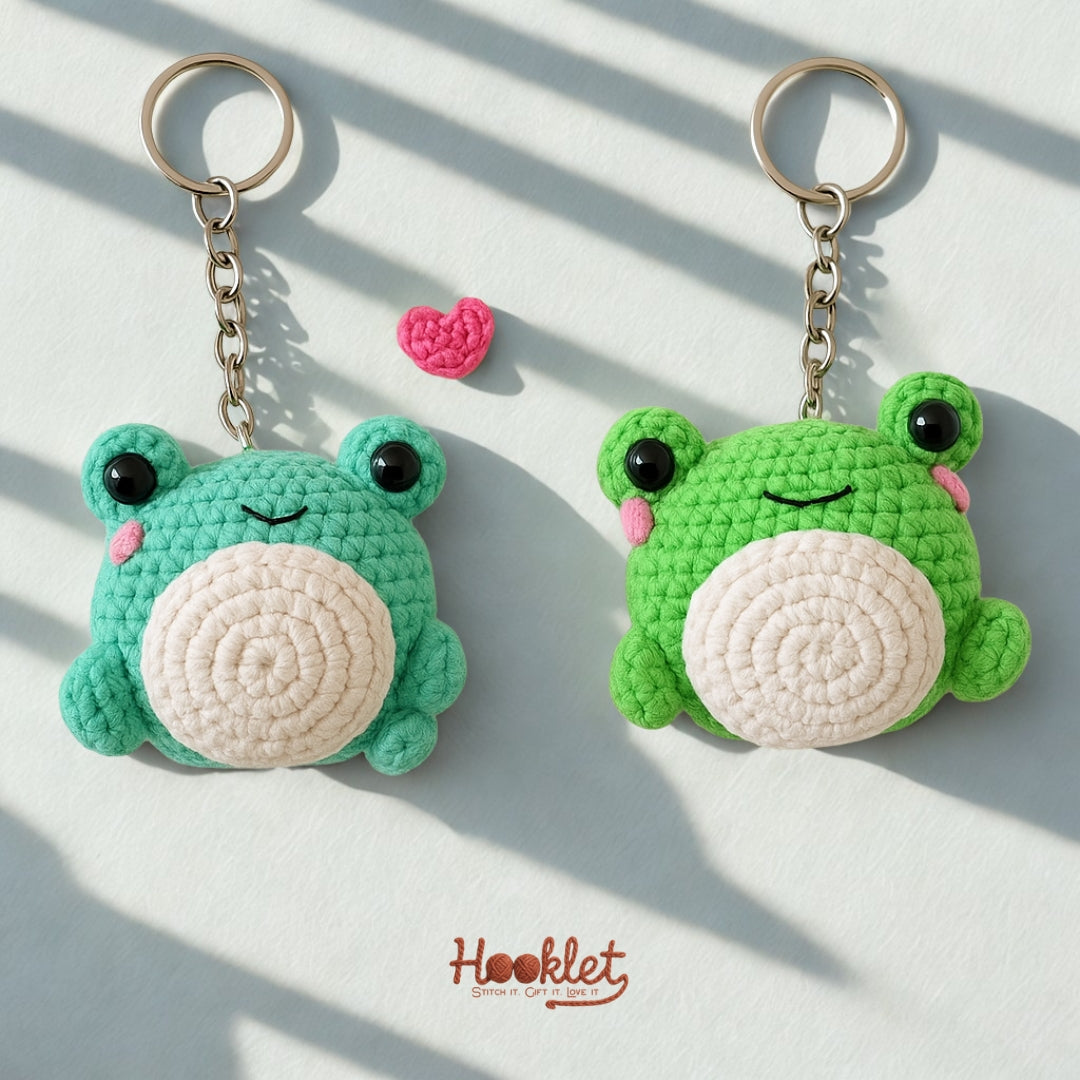 2 Finished crochet frog plush – beginner amigurumi pattern PDF