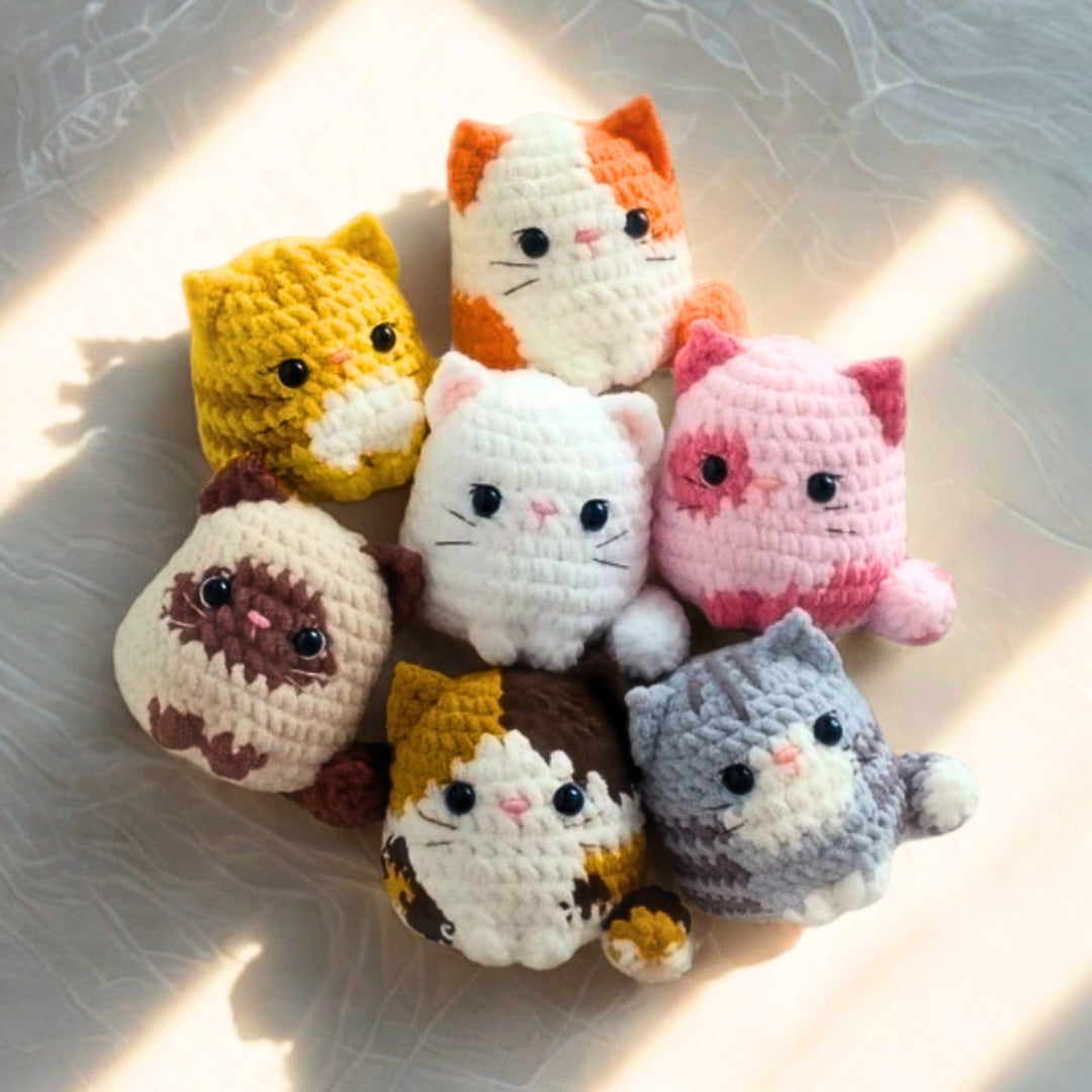Finished crochet cat plush – beginner amigurumi pattern PDF - Hooklet