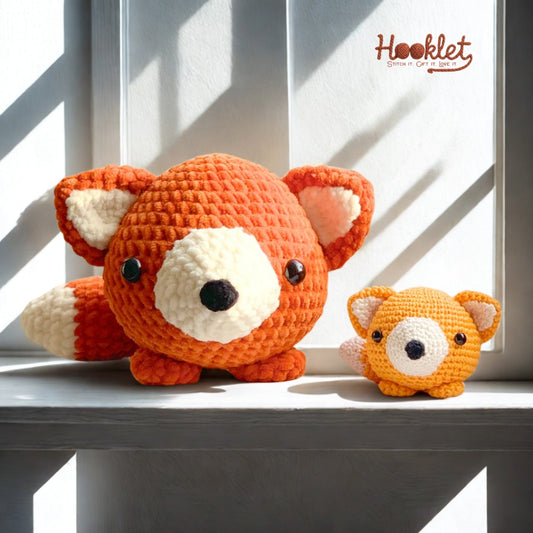 Finished crochet fox plush – beginner amigurumi pattern PDF