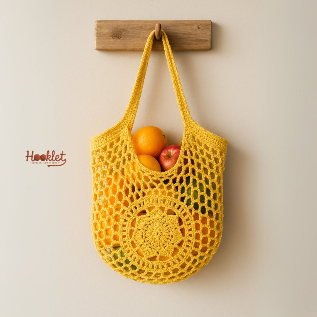 Finished crochet market bag – beginner amigurumi pattern PDF - Hooklet